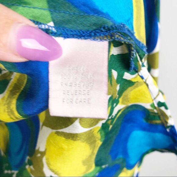 REBECCA TAYLOR | 100% Silk Bell Sleeve Lemon Fruit Print Blouse Women’s Size 8 - Picture 6 of 8